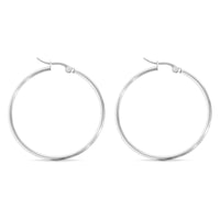 18K Gold PVD Stainless Steel Round Tube Hoop Earrings-35mm-Stainless-Lemons and Limes Boutique