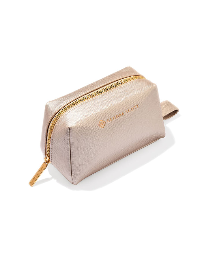 Small Cosmetic Zip Case in Champagne by Kendra Scott-Lemons and Limes Boutique