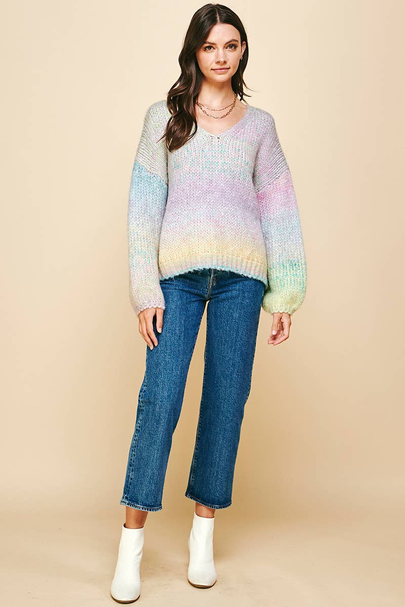 Multi Color Pullover Sweater in Rainbow-Lemons and Limes Boutique