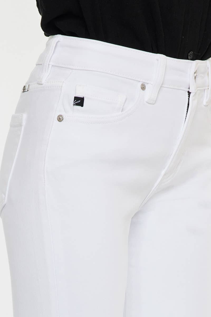 Bristol High Rise Kick Flare Jeans in White by Kan Can USA--Lemons and Limes Boutique