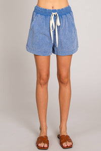 Women's Cotton Slub Casual Shorts in Royal Blue-Lemons and Limes Boutique