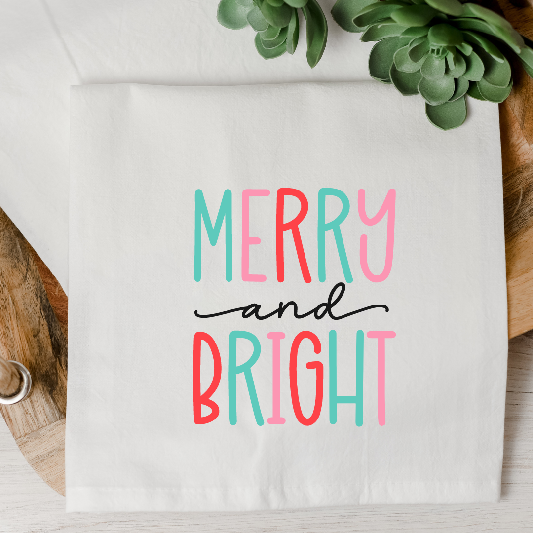 Merry and Bright White Tea Towel-Lemons and Limes Boutique