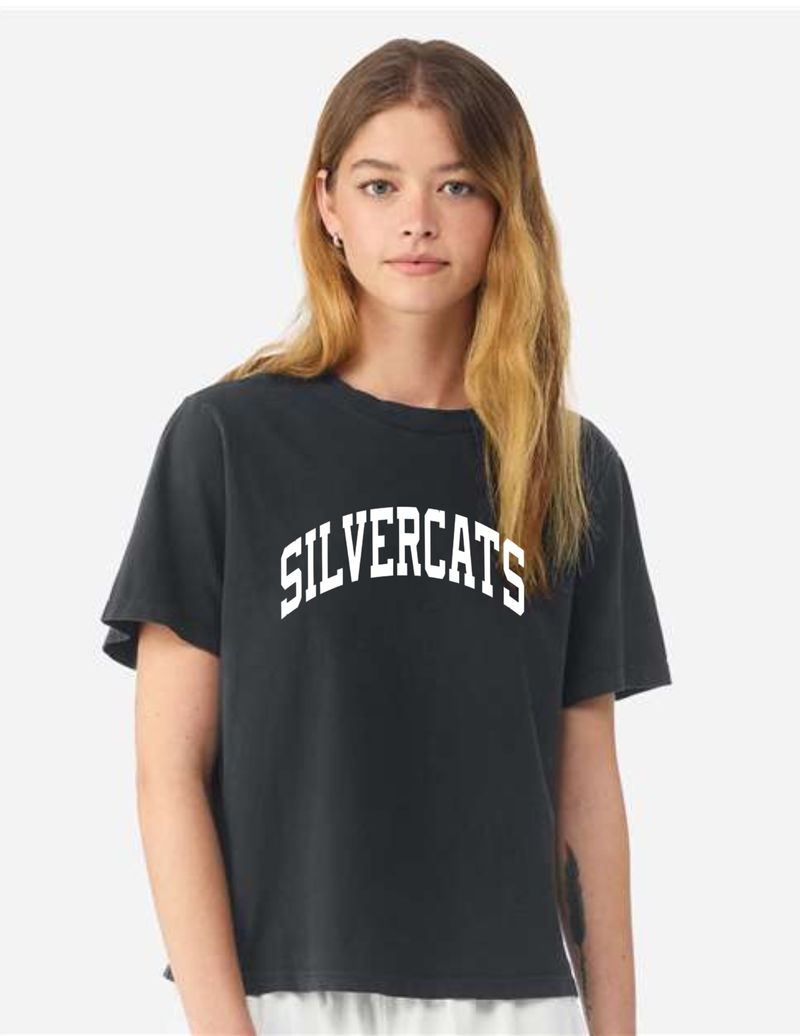 Silvercats on Garment Dyed T-Shirt in Washed Black