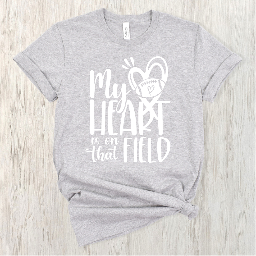 My Heart Is On That Field Short Sleeve Tee-XS-Light Athletic Grey-Lemons and Limes Boutique