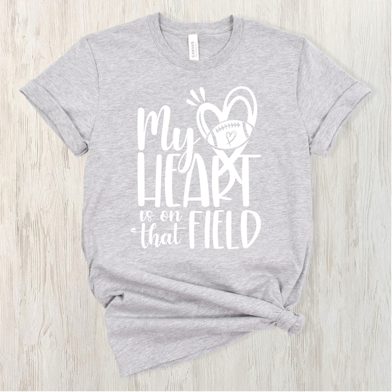 My Heart Is On That Field Short Sleeve Tee-XS-Light Athletic Grey-Lemons and Limes Boutique