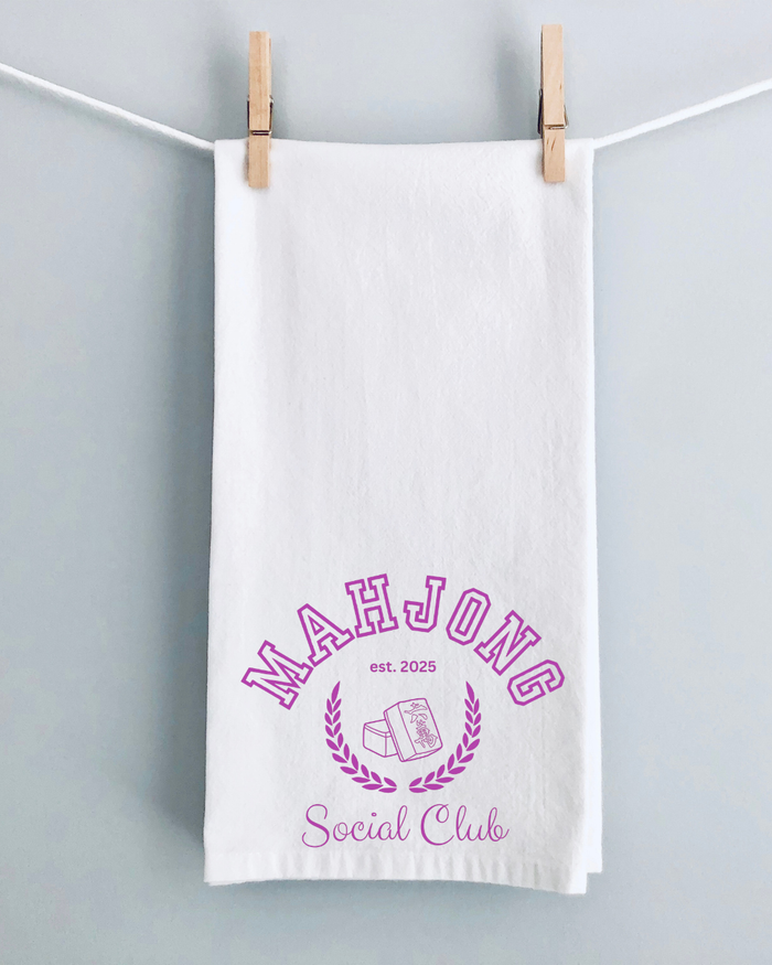 Mahjong Social Club Magenta Tea Towel