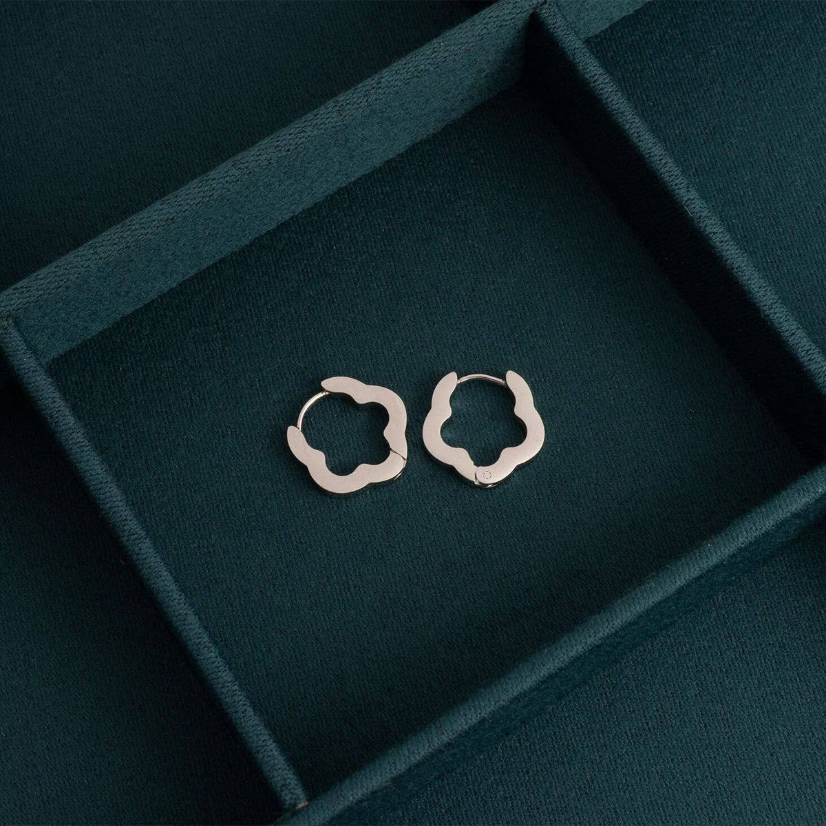 18K Gold PVD Stainless Steel Flower Huggie Earrings-Lemons and Limes Boutique