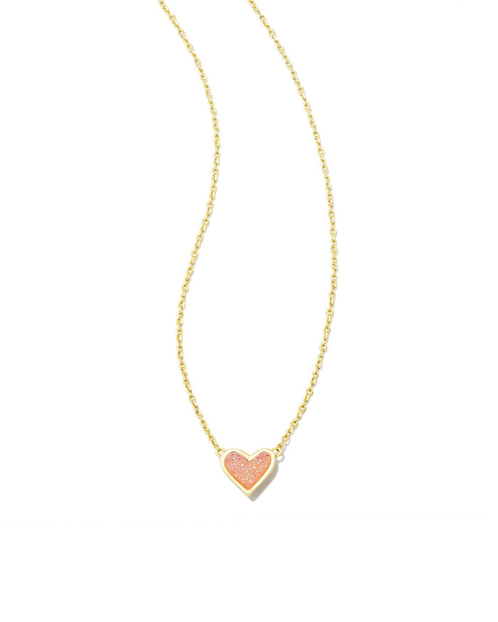 Framed Ari Heart Pendant Neckalce in Gold Light Pink Drusy by Kendra Scott--Lemons and Limes Boutique