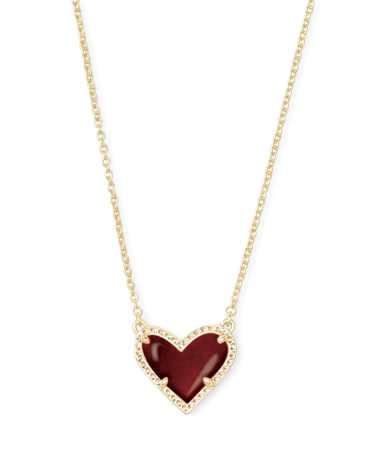 Ari Short Heart Pendant in Gold Maroon Jade by Kendra Scott-NECKLACES-Lemons and Limes Boutique