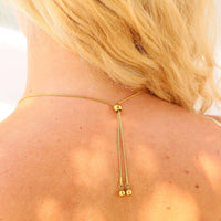 18K Gold PVD Stainless Steel Adjustable Ball Charm Necklace-Lemons and Limes Boutique