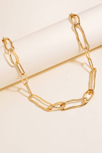 Abstract Oval Chain Necklace in Gold-Lemons and Limes Boutique