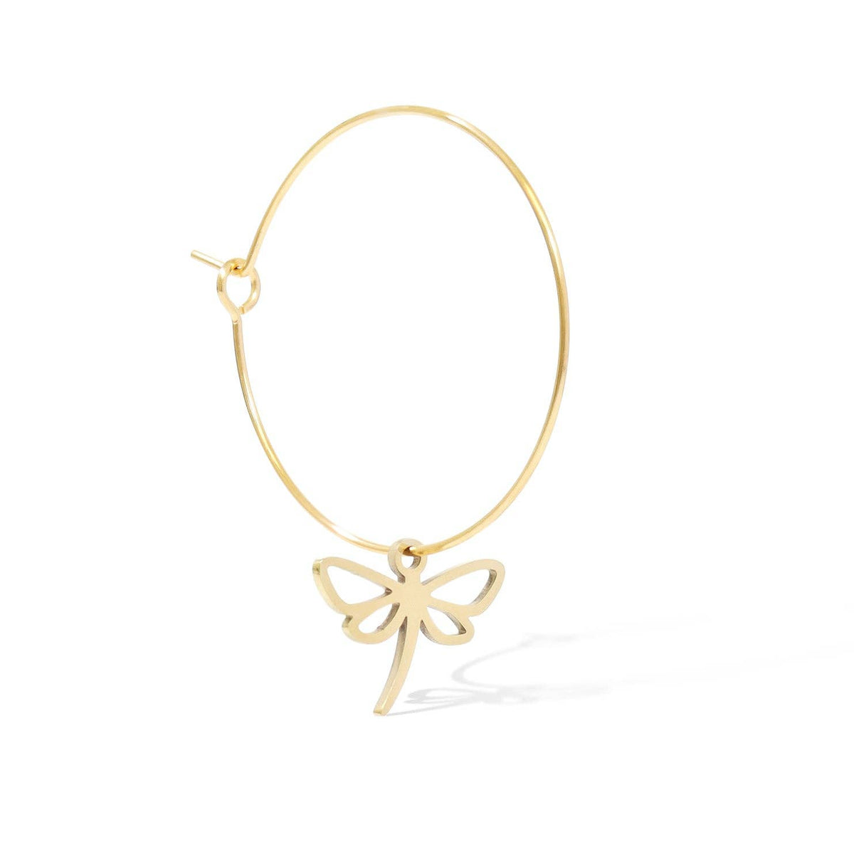18K Gold PVD Stainless Steel Wire Hoop Earrings: Stainless / 25mm