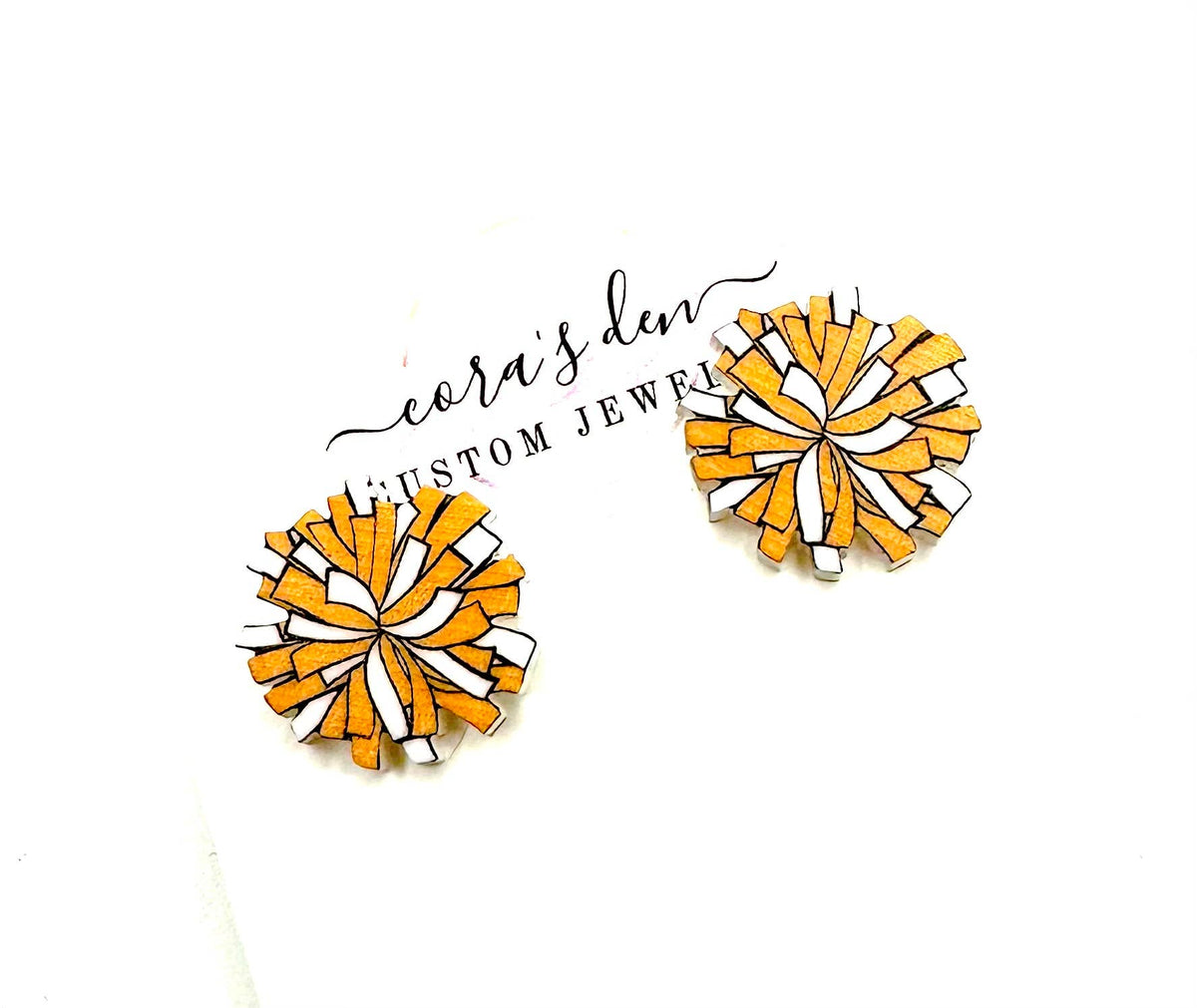 Cheer Pom Stud Earring in Orange and White-Lemons and Limes Boutique