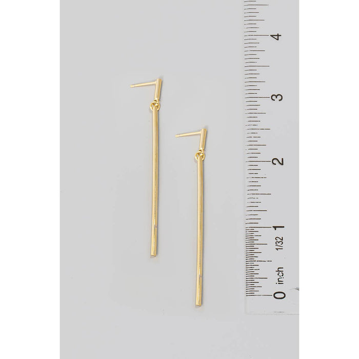 Long Metallic Bar Dangle Earrings in Gold-Lemons and Limes Boutique