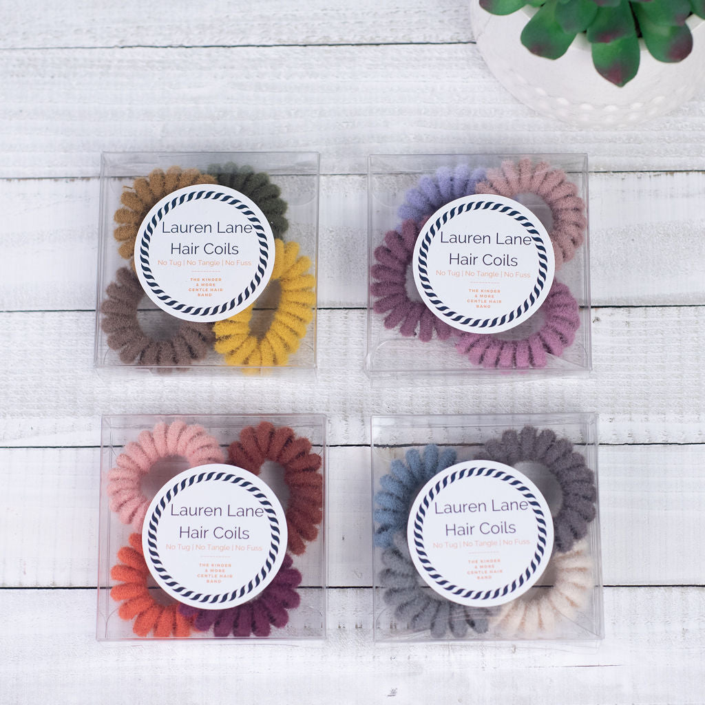 Medium Chenille Lauren Lane Hair Coil Set in 4 Color Sets-Hair Accessories-Lemons and Limes Boutique