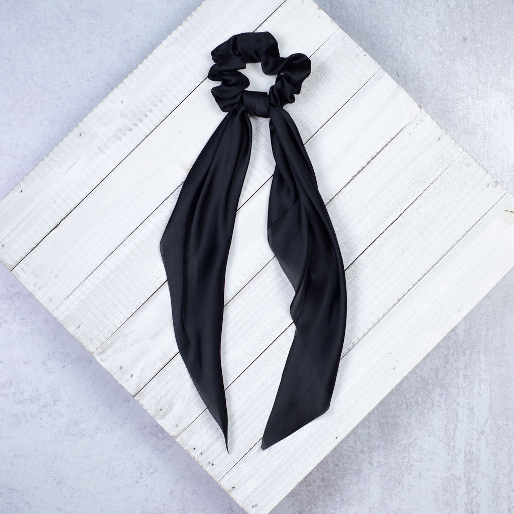 Solid Satin Hair Scarf: 10 Colors Available-Hair Accessories-Black-Lemons and Limes Boutique