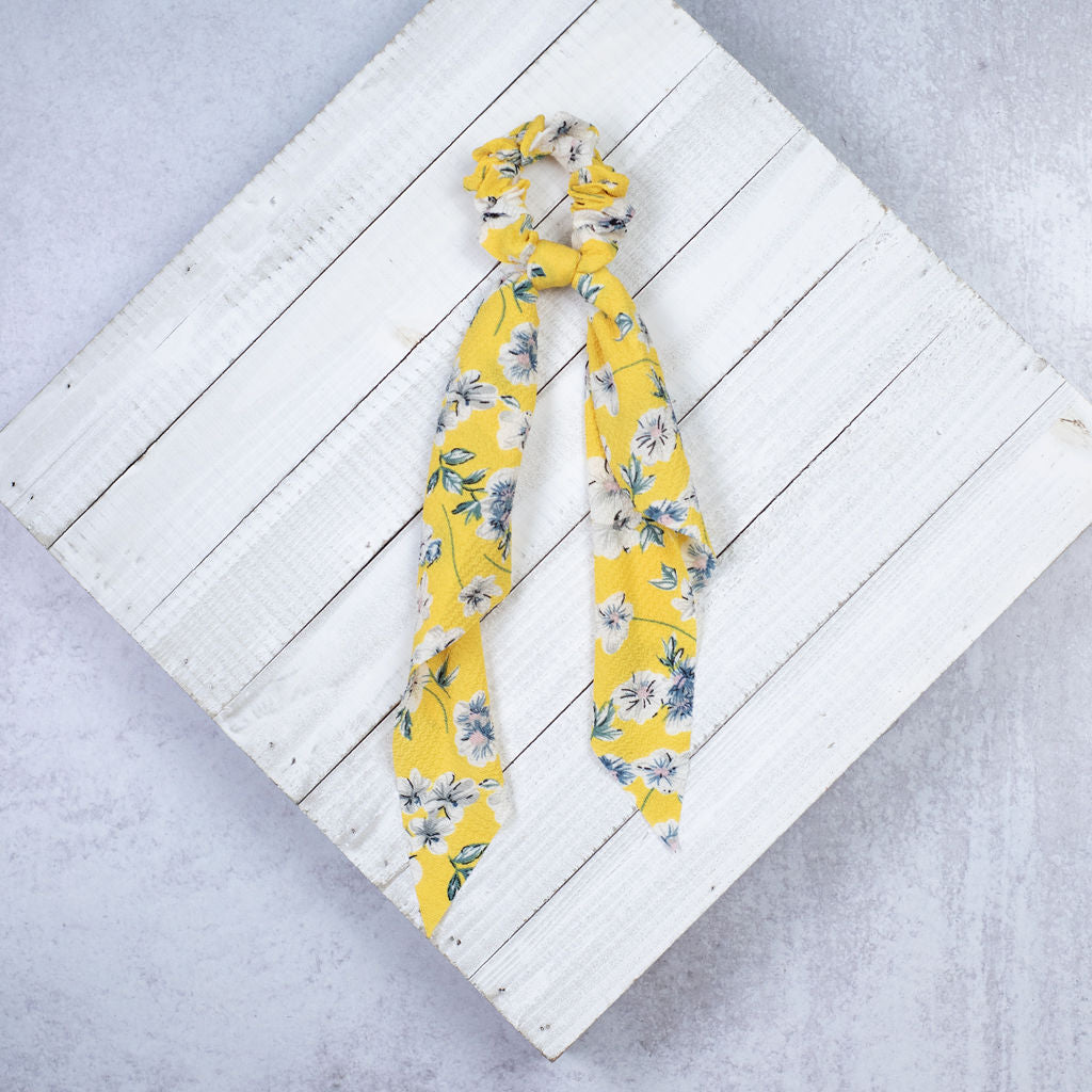 Floral Chiffon Hair Scarf-Hair Accessories-Yellow-Lemons and Limes Boutique