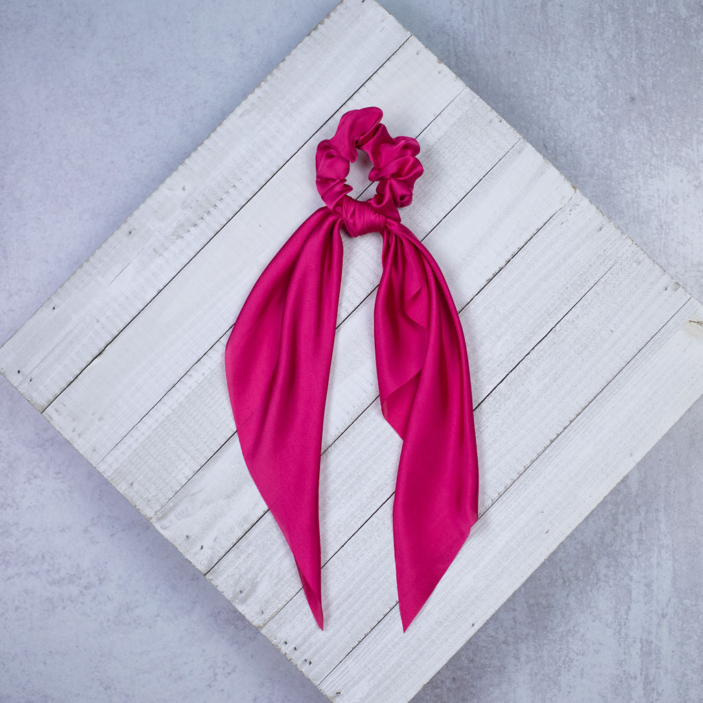 Solid Satin Hair Scarf: 10 Colors Available-Hair Accessories-Hot Pink-Lemons and Limes Boutique