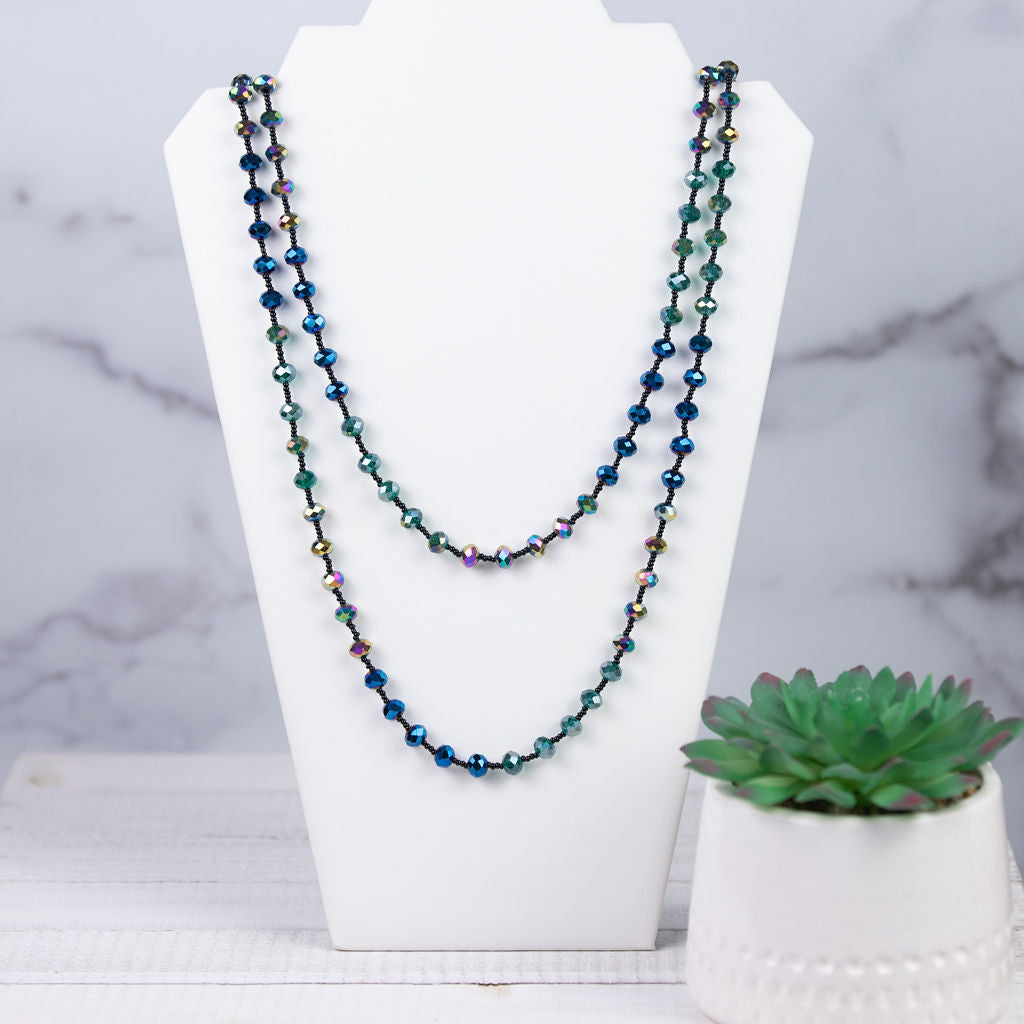 Celeste Beaded Strand Statement Necklace-Necklace-Peacock-Lemons and Limes Boutique