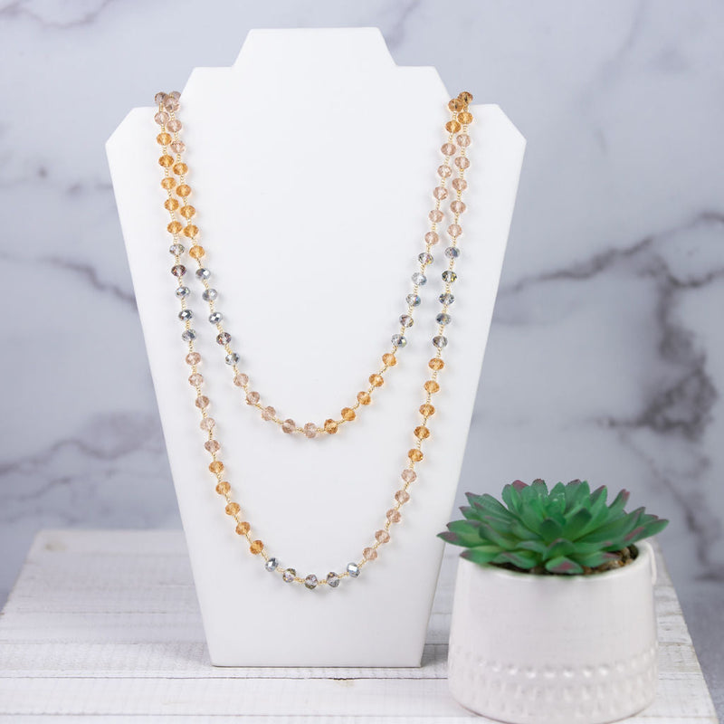 Celeste Beaded Strand Statement Necklace-Necklace-Champagne-Lemons and Limes Boutique