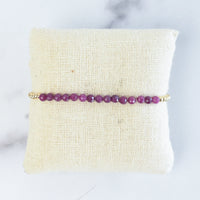 Semi Precious Stone and Beaded Stretch Bracelet-July (Ruby)-Lemons and Limes Boutique