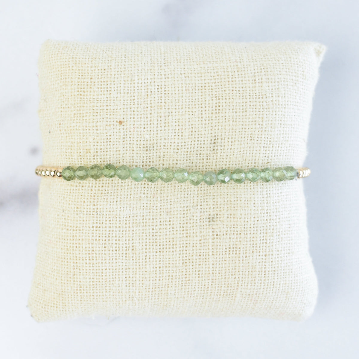 Semi Precious Stone and Beaded Stretch Bracelet-August (Peridot)-Lemons and Limes Boutique