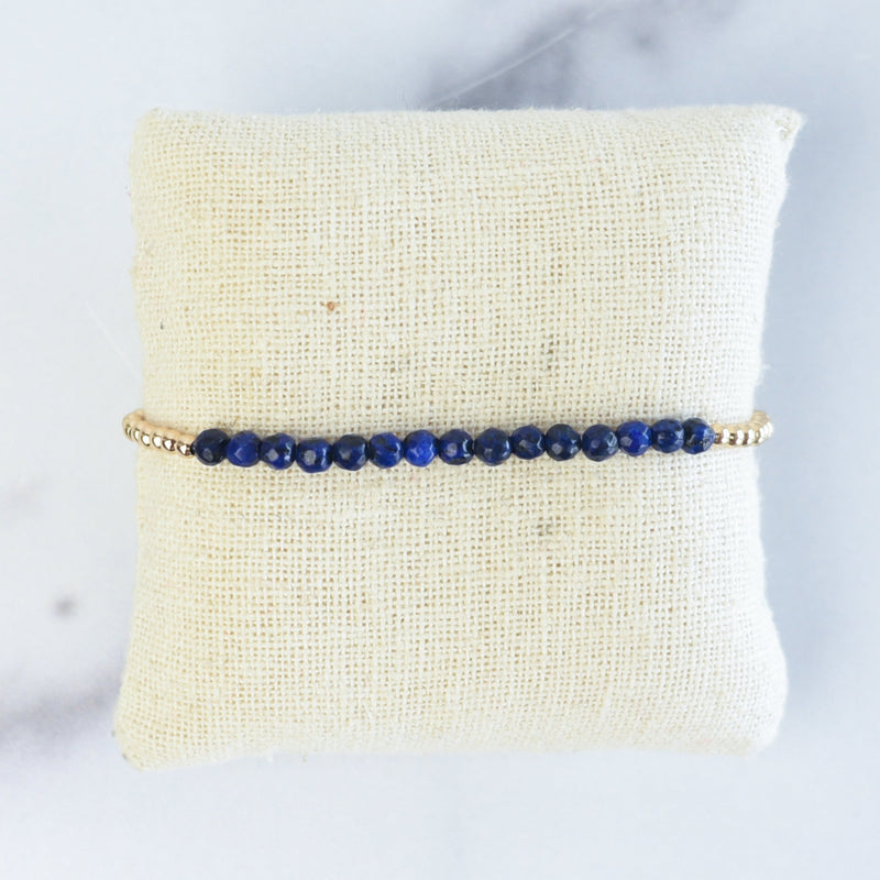 Semi Precious Stone and Beaded Stretch Bracelet-September (Sapphire)-Lemons and Limes Boutique