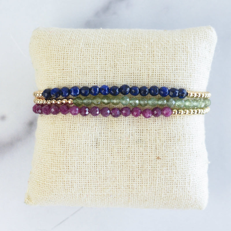 Semi Precious Stone and Beaded Stretch Bracelet--Lemons and Limes Boutique