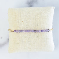 Semi Precious Stone and Beaded Stretch Bracelet-February (Amethyst)-Lemons and Limes Boutique