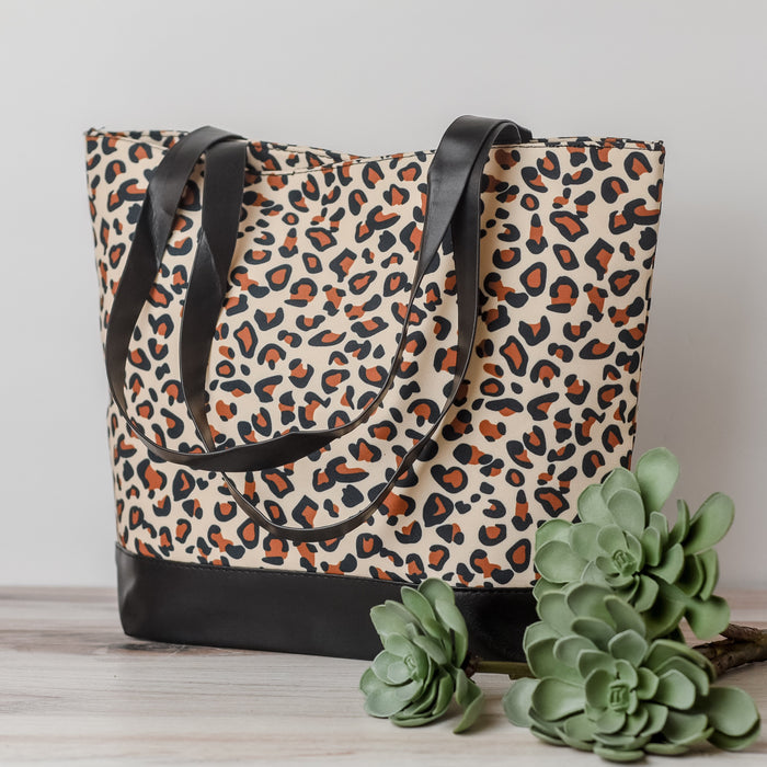 Audrey Leopard Small Tote with Snap Closure--Lemons and Limes Boutique