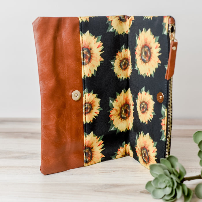 Sunflower Fold Over Clutch--Lemons and Limes Boutique