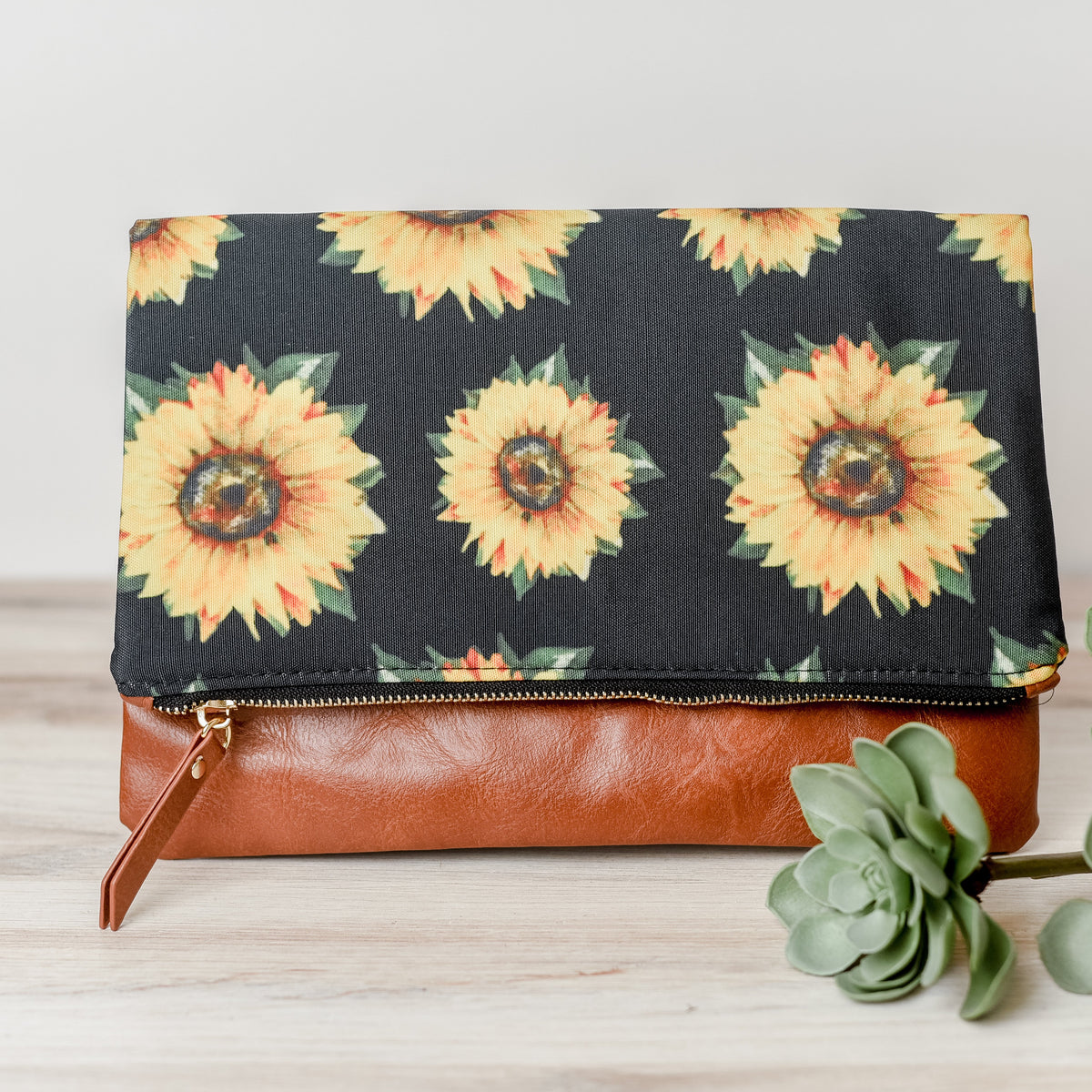 Sunflower Fold Over Clutch--Lemons and Limes Boutique