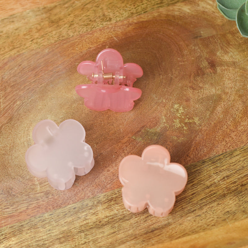 Small Flower Hair Clips-Blush Pink--Lemons and Limes Boutique