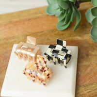 Small Geo Hair Clips- Checkered Spice-Lemons and Limes Boutique