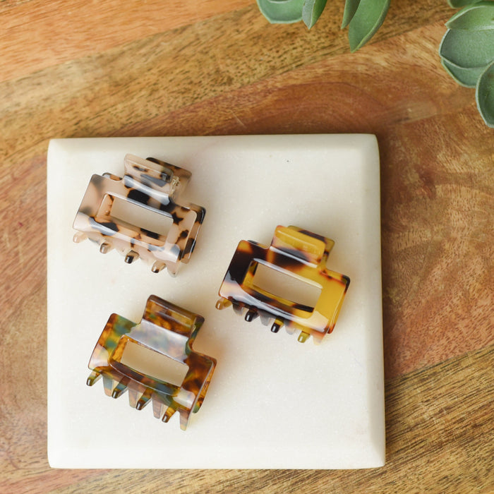 Small Geo Hair Clips- Tortoise-Lemons and Limes Boutique