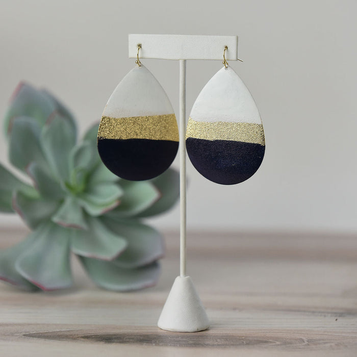 Barbara Dangle Earrings-Navy and White-Lemons and Limes Boutique