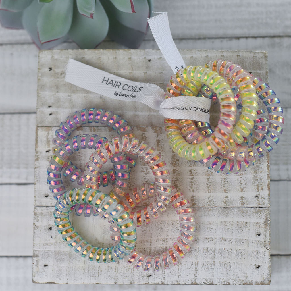 Large Lauren Lane Hair Coil Set in Iridescent-Hair Accessories-Lemons and Limes Boutique
