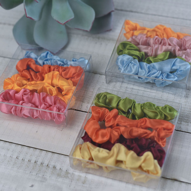 Skinny Satin Hair Scrunch Set (Sets of 10 boxes)-Hair Accessories-Lemons and Limes Boutique