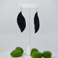 Sylvia Suede Feather Dangle Earrings-Black-Lemons and Limes Boutique