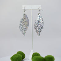 Sylvia Suede Feather Dangle Earrings-Silver Shimmer-Lemons and Limes Boutique
