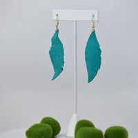 Sylvia Suede Feather Dangle Earrings-Teal-Lemons and Limes Boutique
