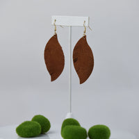 Sylvia Suede Feather Dangle Earrings-Saddle-Lemons and Limes Boutique