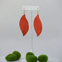 Sylvia Suede Feather Dangle Earrings-Orange-Lemons and Limes Boutique
