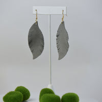Sylvia Suede Feather Dangle Earrings-Gray-Lemons and Limes Boutique