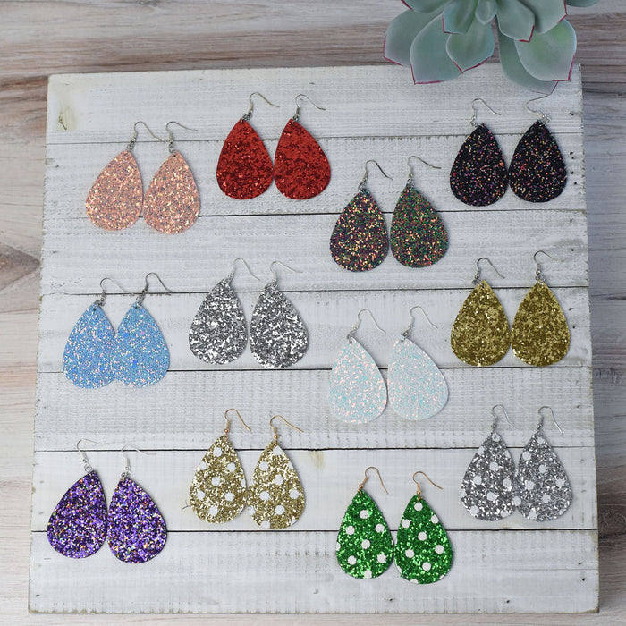 Renee Glitter Teardrop Earrings-Lemons and Limes Boutique