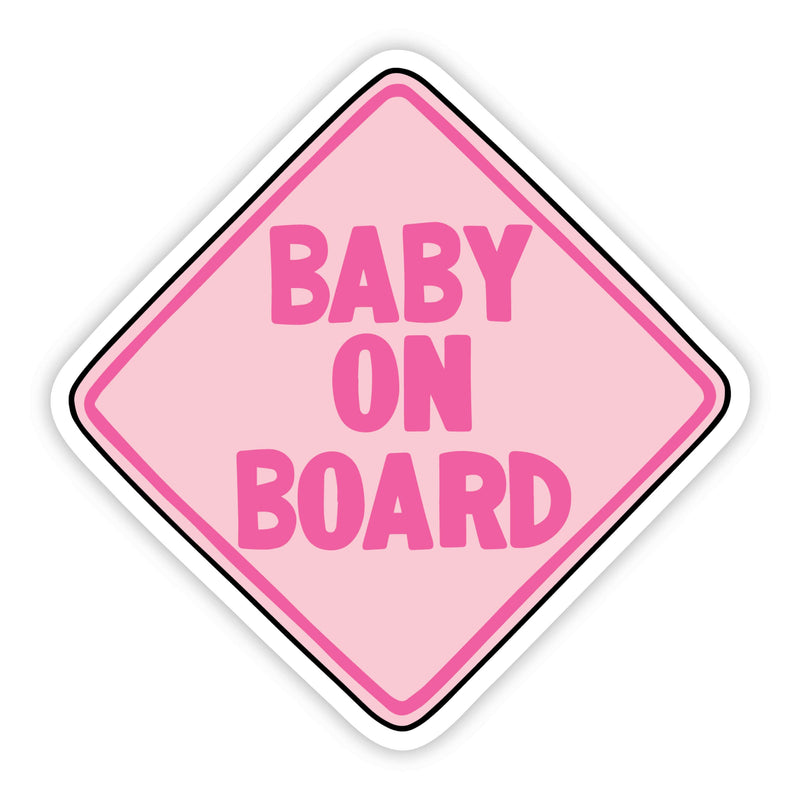 Baby On Board Pink Large 5" x 5" Sticker--Lemons and Limes Boutique