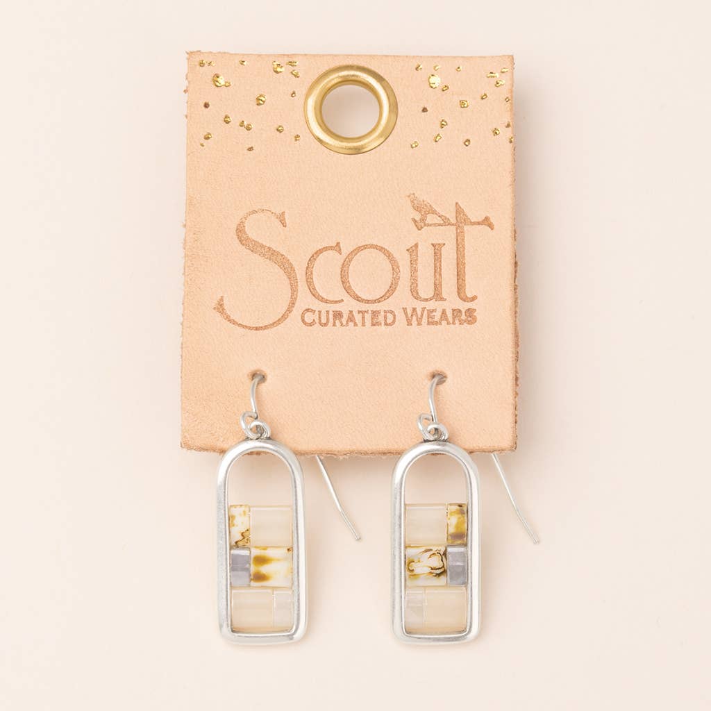 Good Karma Miyuki Frame Earring in Ivory/Silver--Lemons and Limes Boutique