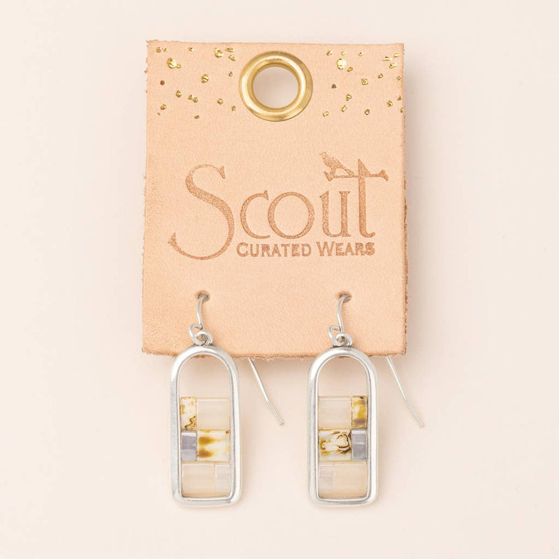 Good Karma Miyuki Frame Earring in Ivory/Silver--Lemons and Limes Boutique