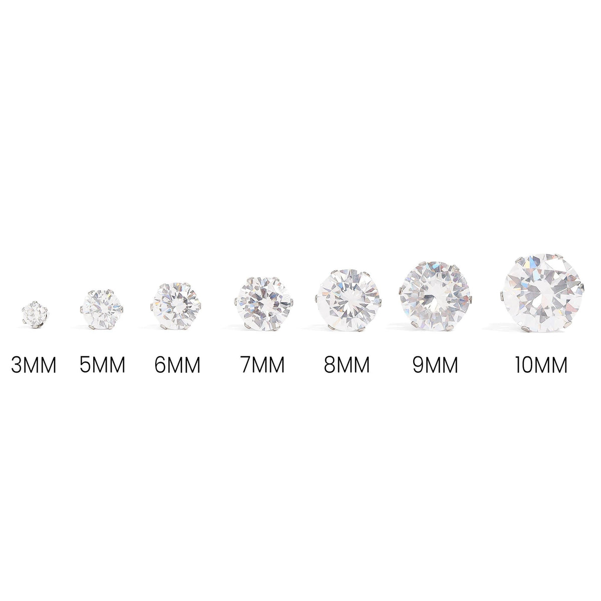 Stainless Steel Round CZ Stud Earrings-Lemons and Limes Boutique