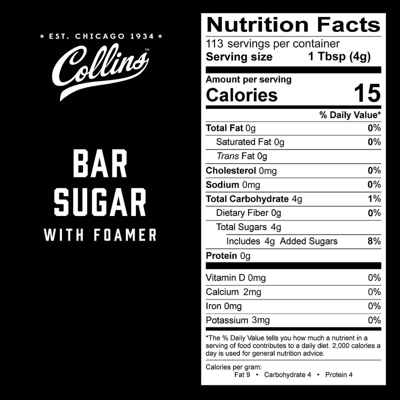 Bar Sugar with Foamer 16oz. by Collins--Lemons and Limes Boutique